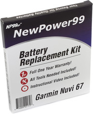 Battery Replacement Kit for Garmin Nuvi 67, 67LM, 67LMT with Tools, Video Instru