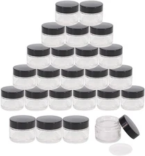 24 Pack 2 oz Round Clear Glass Cosmetic Jars 2oz 24Pack, Black, 