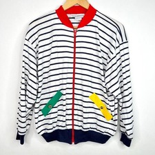 Vintage Peter Popovitch Primary Colors Stripe Zip Up Sweatshirt S/M