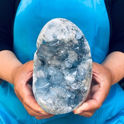 3.74LB Top natural blue crystal cave quartz crystal cave mineral specimen 4519