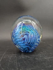 Vintage Hand Blown 2001 WSCH Eickholt Glass Paperweight 3 3/8'' by 3'' Signed