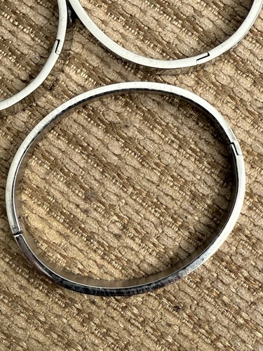 Art Deco SP Baguette Princess CZ 3 Bangles Bracelet SET Womens Mens 7.25” 85g XL - Picture 7 of 7