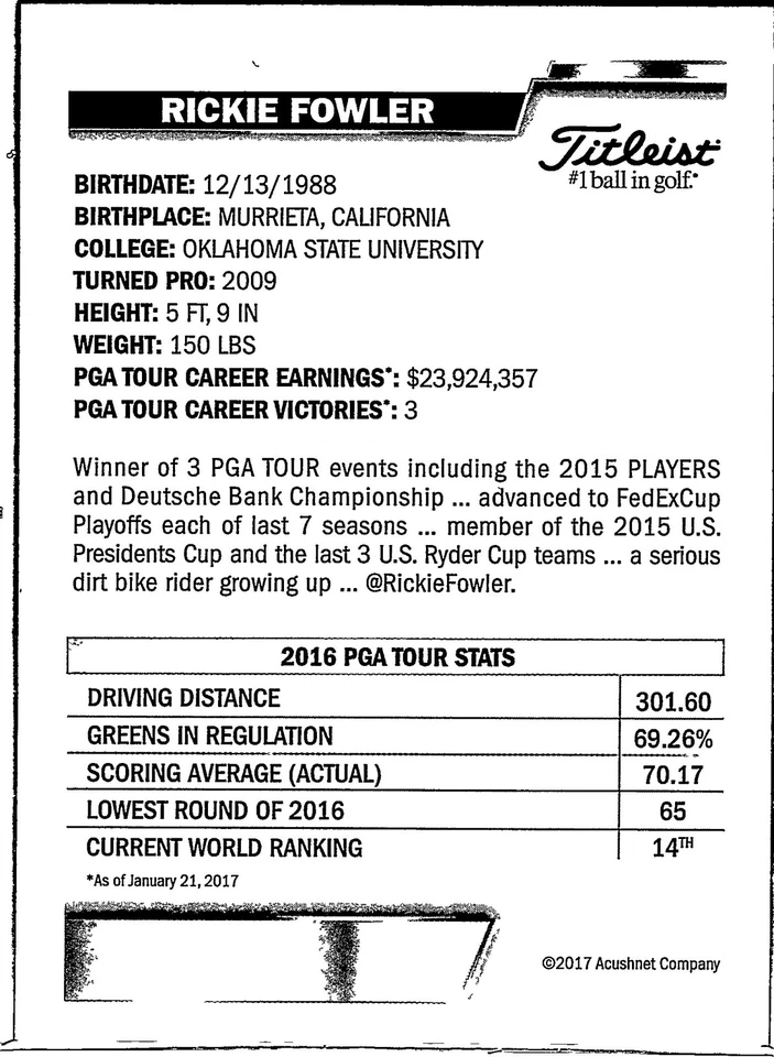 2017 Acushnet Titleist Pro V1x #NNO Rickie Fowler - Image 2 of 2