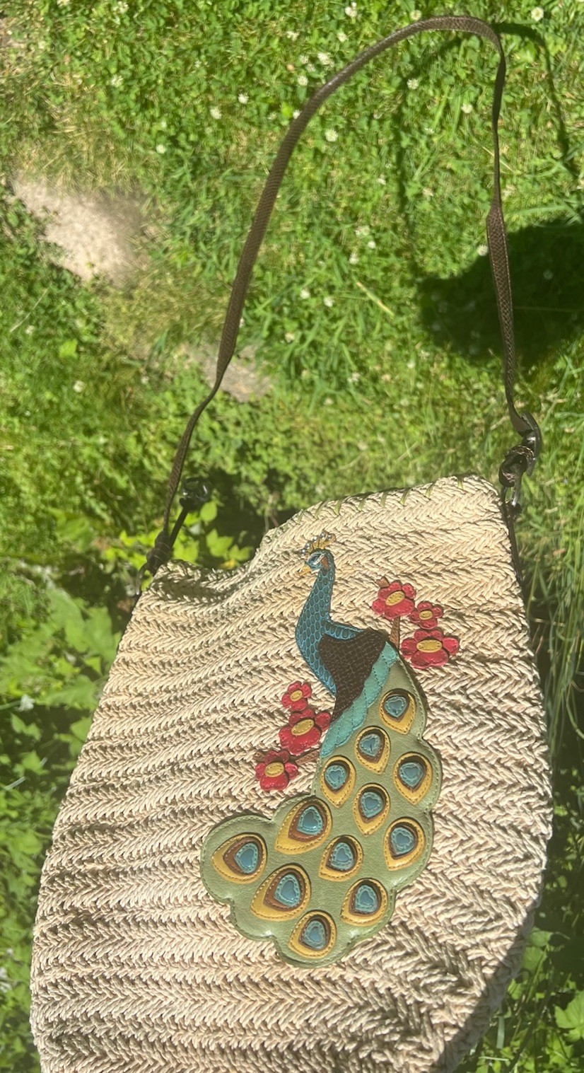 PONY BRIGHTON PAVONE COLORATO 3D NO COPIA PAGLIA LG borsa a tracolla MG borsa a mano