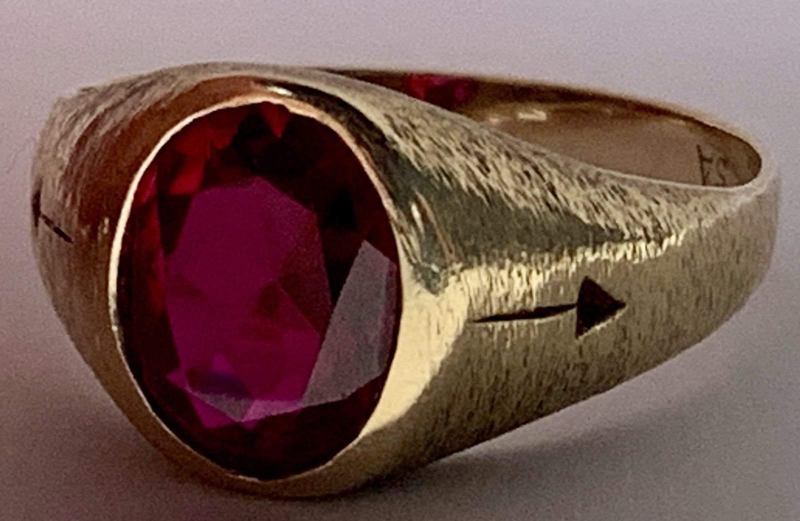Men’s Diamond Ruby Ring lab-created, Solid 10k Ye… - image 3