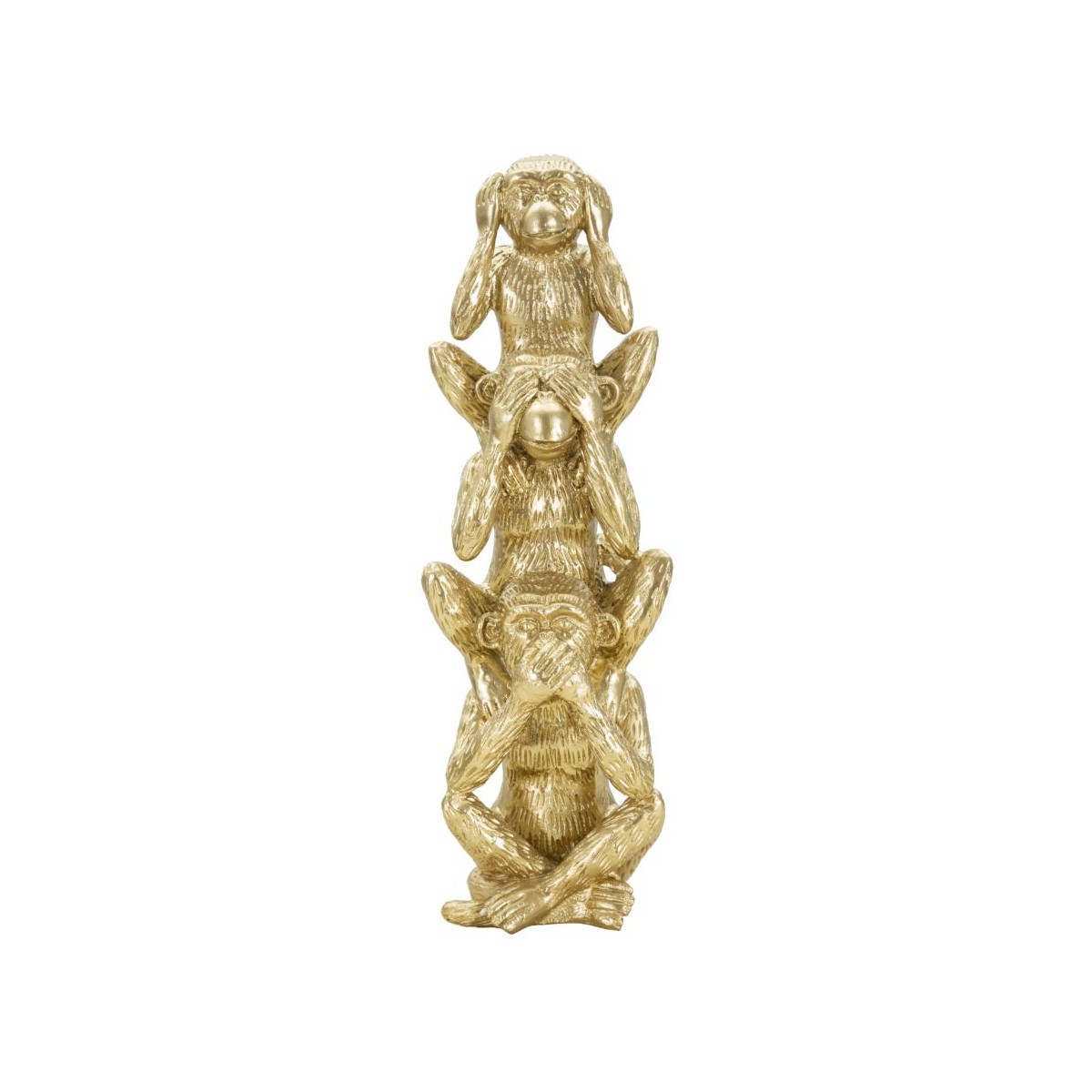 Pyramide 3 Singes d'Or de 30cm pour Créer une Ambiance Zen et Chic dans Votre Entrée