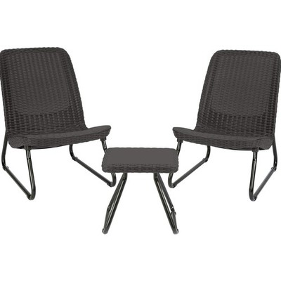 Resin Wicker Patio Furniture Set 3-Piece Lounge Chairs Side Table Outdoor Decor