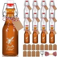 12 Pack 8 oz Amber Swing Top Glass Bottles for Vanilla Extract Homemade Flip ...