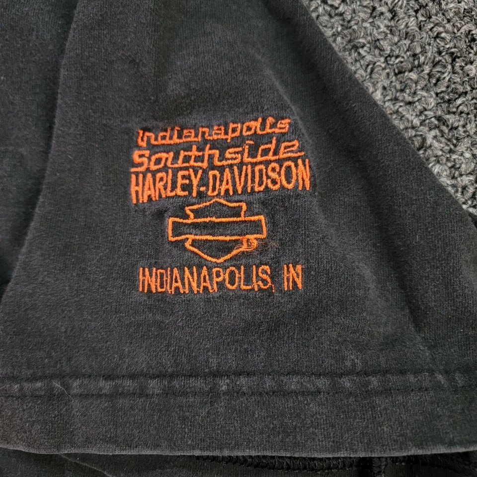 VTG Harley Davidson Shirt Men XL Black Henley Faded Southside Indianapolis Y2K - Image 4 of 4