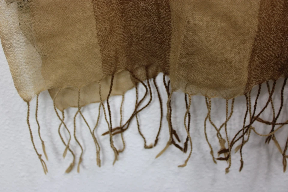 Lauren by Ralph Lauren Bufanda Envoltura Tejido Transparente Borlas Lana Hecho en India Foto 4 de 4