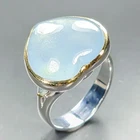 Fine Art 18 ct Natural Aquamarine Ring 925 Sterling Silver Size 7.5 /R463188