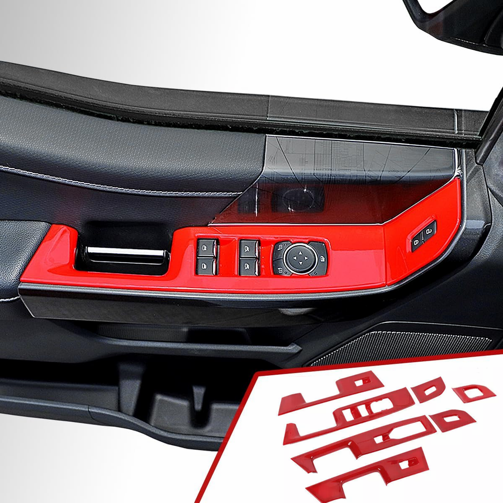 Red Window Control Switch Panel Cover Door Armrest Sticker for Ford F150 2021+