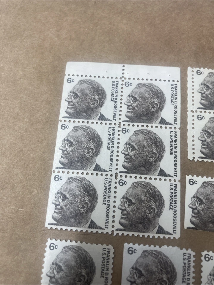 Scott # 1305 US Franklin D. Roosevelt 6¢ Stamp 2 Blocks, 5 loose stamps MINT/MNH - Image 2 of 4