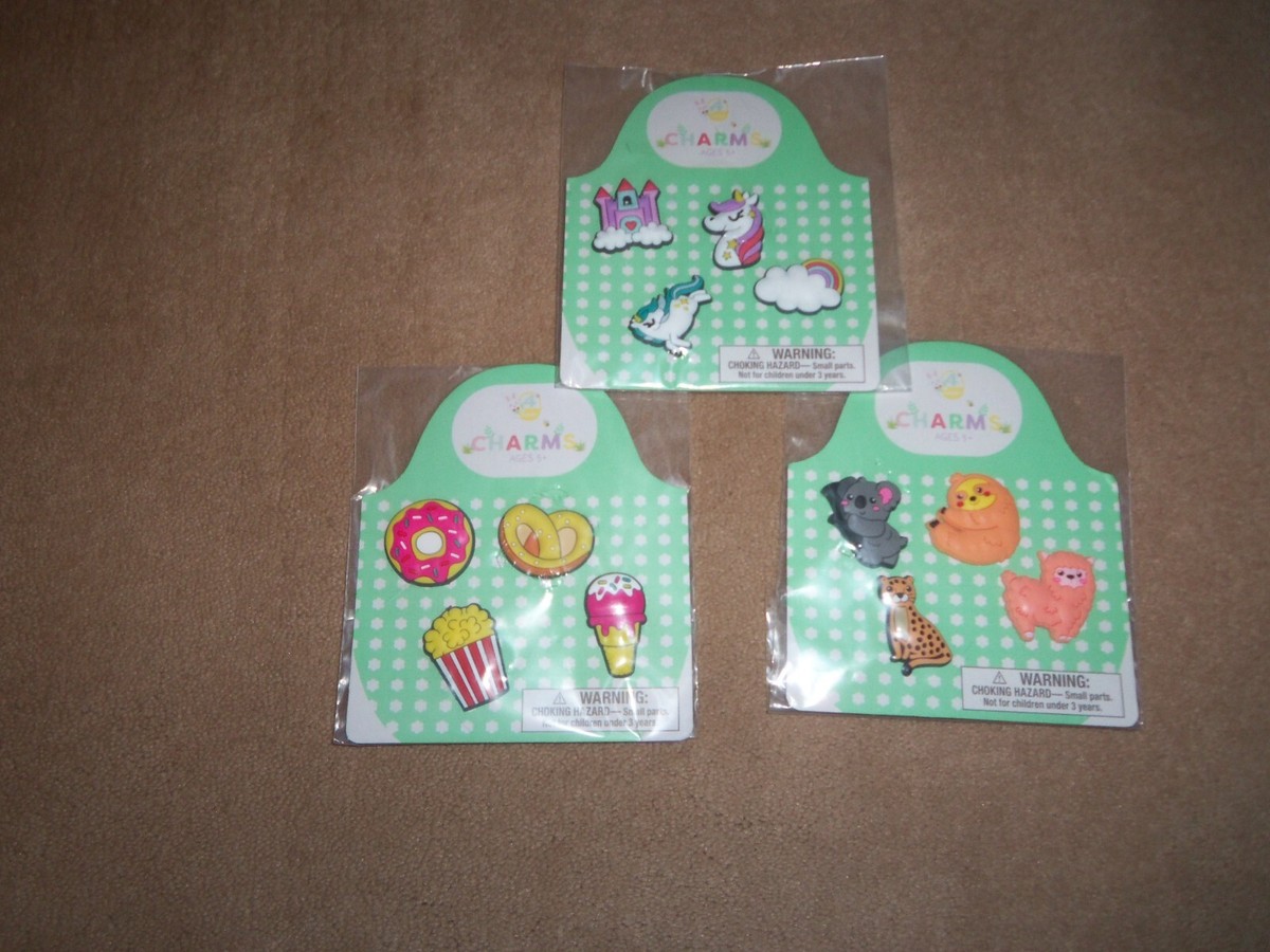 NEW, SET OF 3 SPRING SHOE CHARMS, UNICORN, ANIMALS, FOOD | eBay