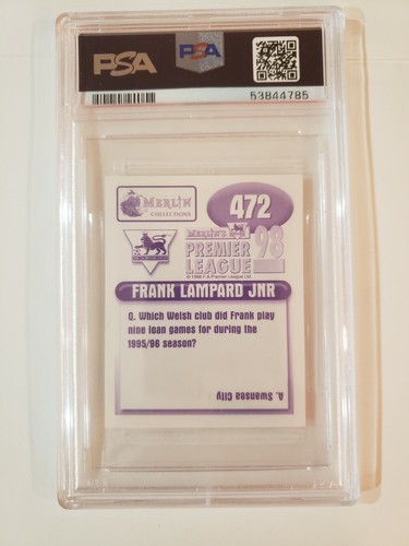 Frank Lampard Rookie 1998 Merlin Premier League #472 RC PSA 9 Mint POP 2 Chelsea - Picture 2 of 2