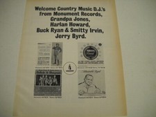 GRANDPA JONES Harlan Howard BUCK RYAN Smitty Irvin J BYRD original 1965 Promo Ad