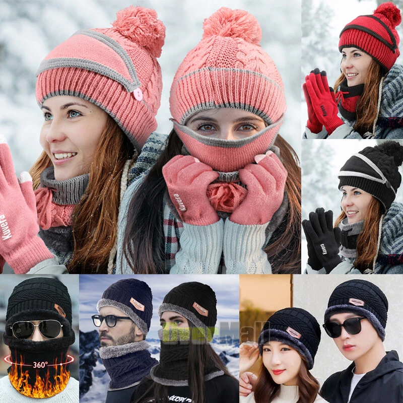 Mujeres Damas Grueso Tejido Sombrero Bufanda Guantes Y Máscara Conjunto Tejido Invierno NUEVO EE. UU. Foto 4 de 4