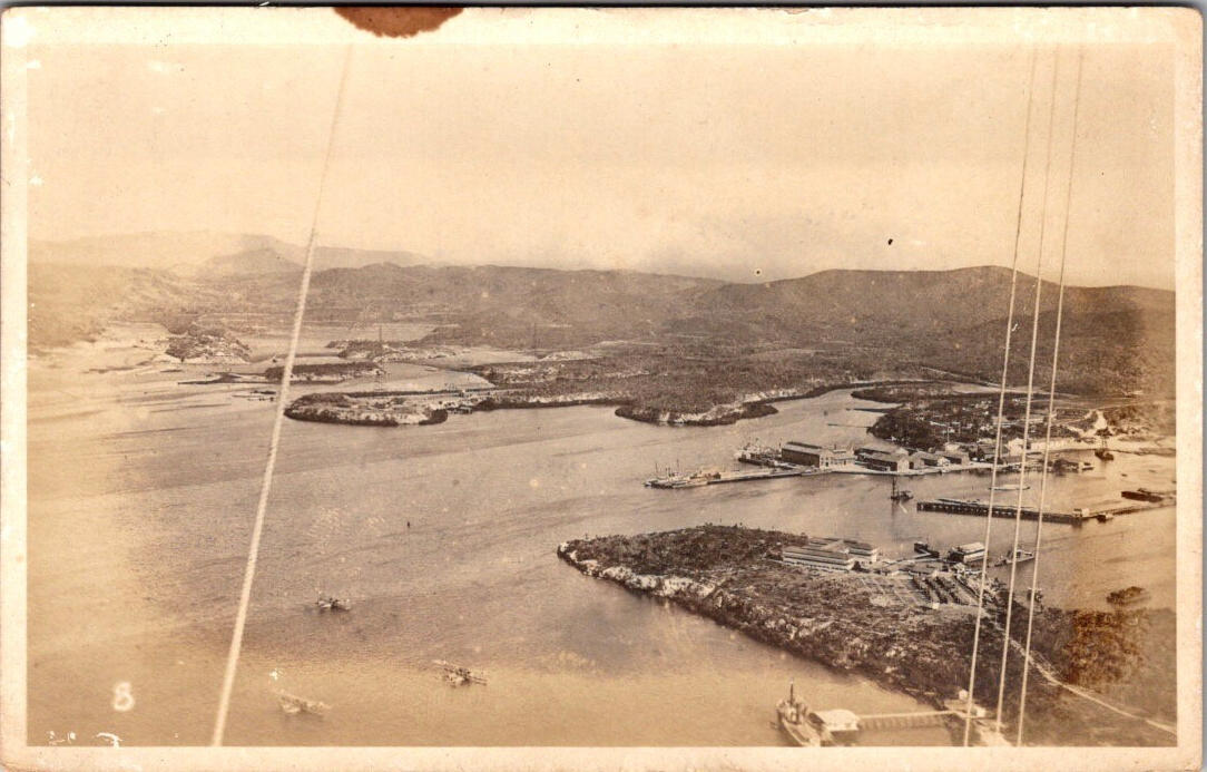 Early RPPC Aerial Harbor View Haiti AZO Real Photo Postcard 1900s
