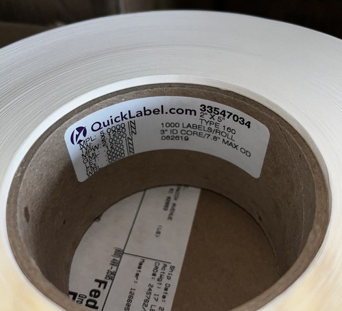 Roll 2” X 5” Inkjet 1000 Package Product Labels Type 160 3” Core Semi Gloss - Picture 3 of 5