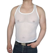 Transparent Net Shirt For Men Size L Strap Tank Top Stretchy