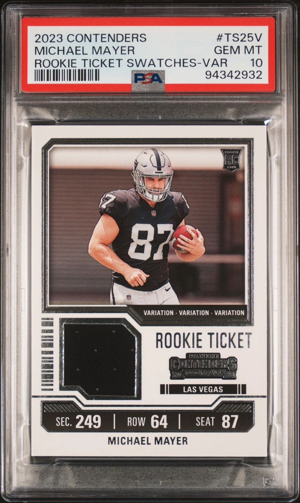 Michael Mayer Panini Contenders Rookie Ticket Swatches #TS25V Variation