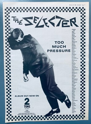 #ad THE SELECTER 1980 original POSTER ADVERT TOO MUCH PRESSURE TWO TONE SKA $24.99