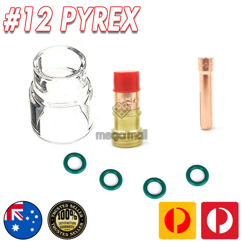 Pyrex Glass TIG Cup Kit - 2.4mm FUPA - WP 17 18 26 - BBW  FURICK MILLER SIZE 12 — 第 2/4 张图片