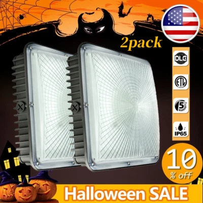 110-130V,2Pack 70W LED Canopy Light Fixture White Track Lighting Waterproof IP65 - Image 1 of 4