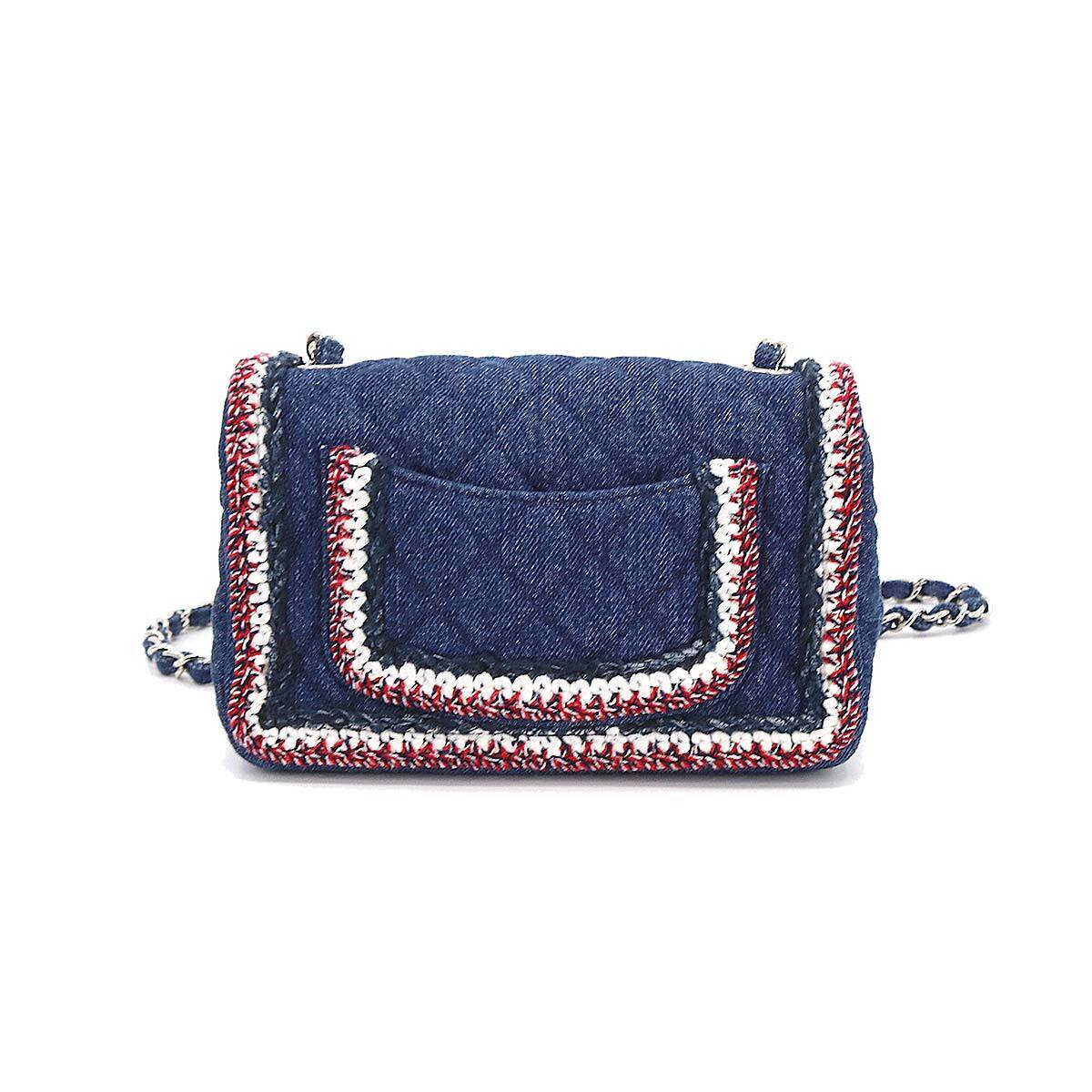 ショルダーバッグ・ポシェット × ヴィンテージ(中古) Chanel Tweed New Mini Crossbody Bag A69900 CHANEL Mini Matelasse Chain Shoulder Bag Denim Tweed Blue