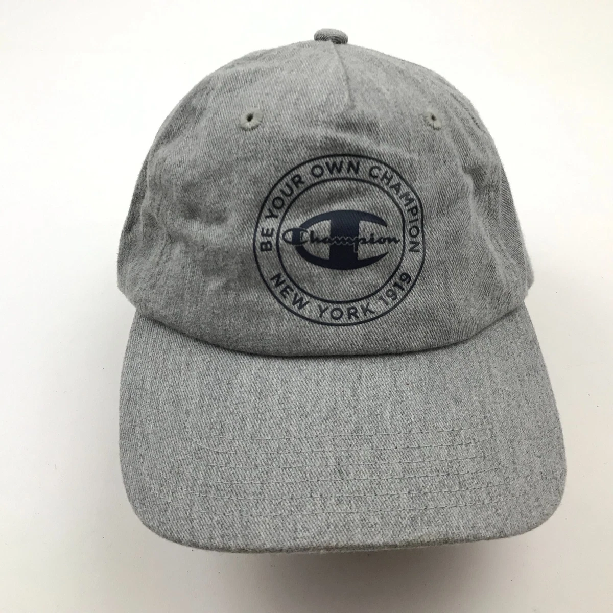 Champion Hat Cap Strapback Gray Blue Adjustable Adult Mens Workout Fitness  Gym