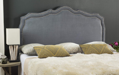 Mercer Collection Skyler Grey Silver Nailhead Headboard (Queen)