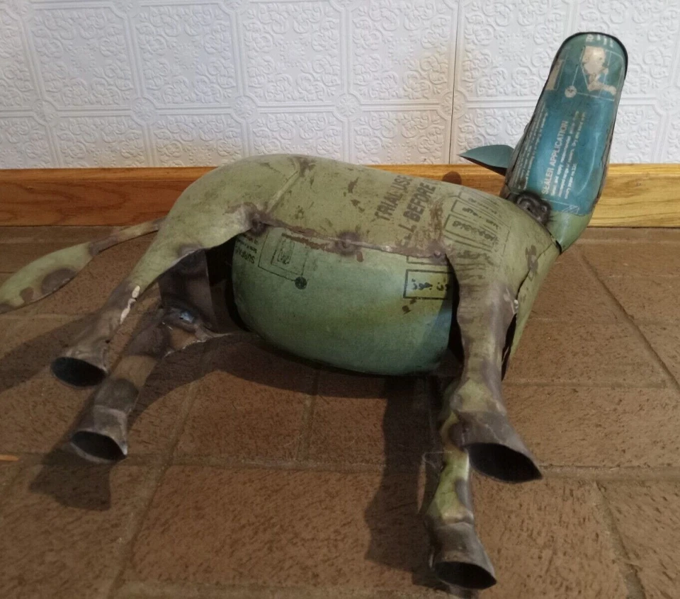 Reclaimed Metal Donkey Sculpture Statue Farm Animal - Image 3 of 4