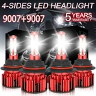 4x 9007/HB5 LED Headlight Bulbs Kit 6500K White High Low Beam Light Super Bright