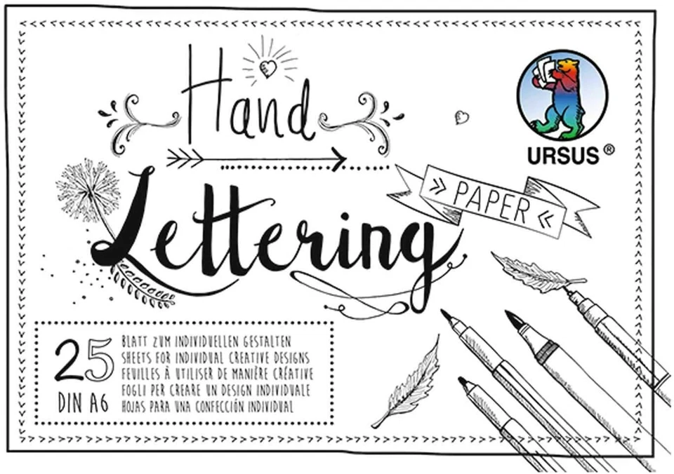 NICHT VORHANDEN Ursus HANDLETTERING A6 25 Blatt Papier Weiß 200g Tonkarton Basteln Zeichnen neu