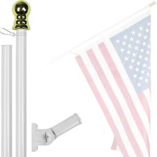 G128 6 Feet Tangle-Free Aluminum Spinning Flagpole White (Flag NOT Included)