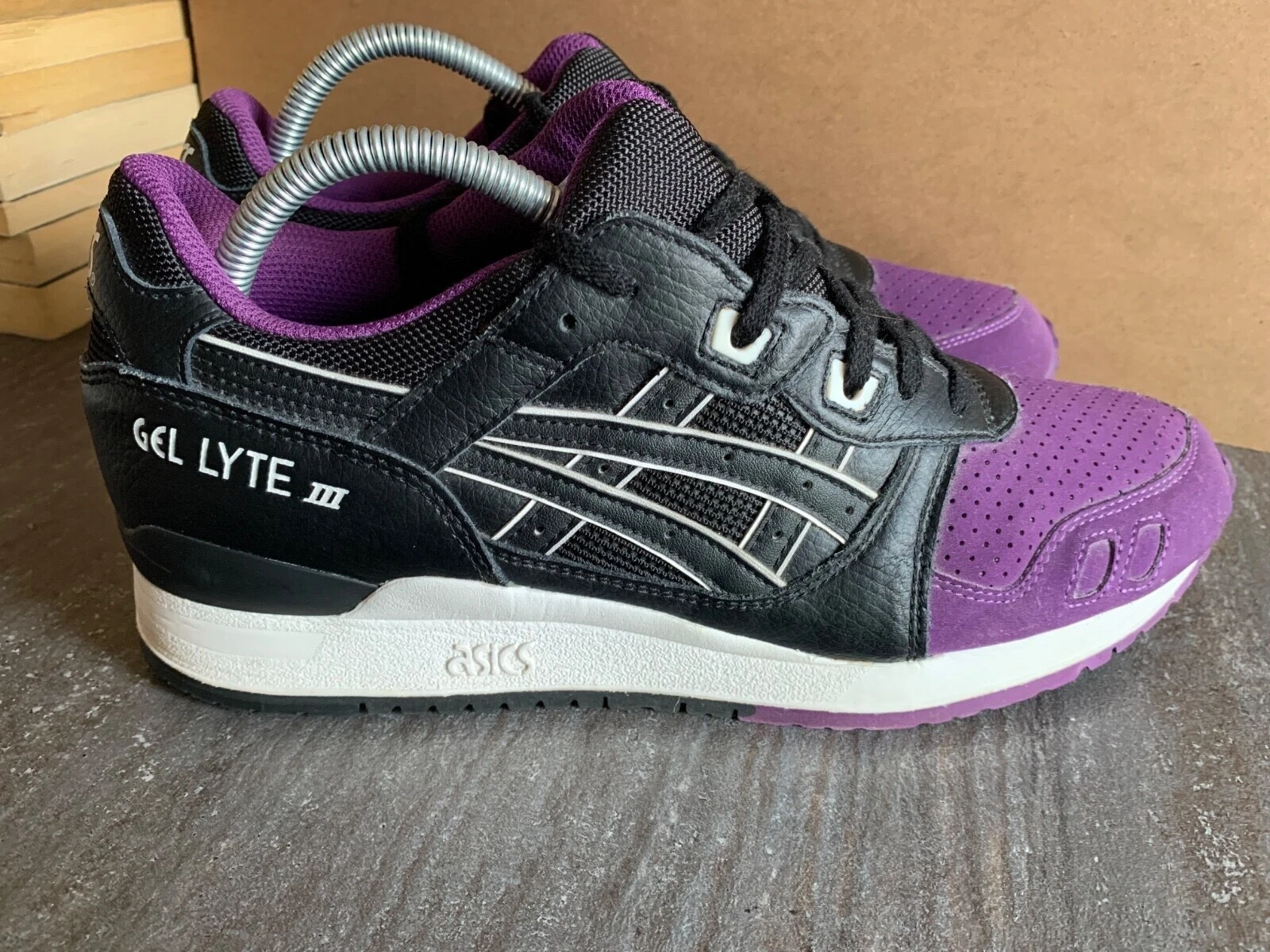Scarpe da ginnastica Asics Gel Lyte III confezione da 50 50 nere viola UK9 EU43 indossate due volte