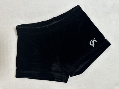 GK Elite SHORTS Leotard BLACK Velvet Velour Gymnastics MINI