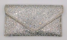Vintage Rhinestone Envelope Evening Handbag Wedding Party Clutch Purse/Silver996