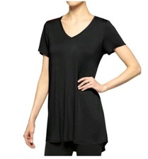 HUE Short Sleeve Hi-Lo Legging Tee - Black Small, 96 Rayon 4 Spandex, Tagless