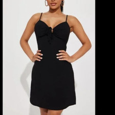 Carmen Back Cut Out Mini Dress - Black - LARGE