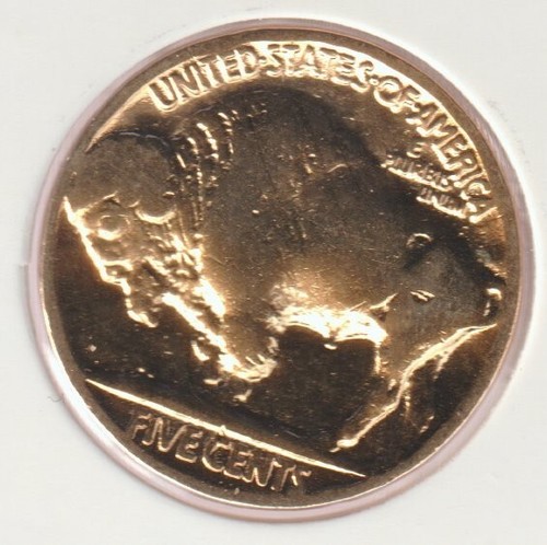 1913-1938 24K Gold Plate Rare Old US No-Date Buffalo Nickel Collection Coin USA - Picture 2 of 2
