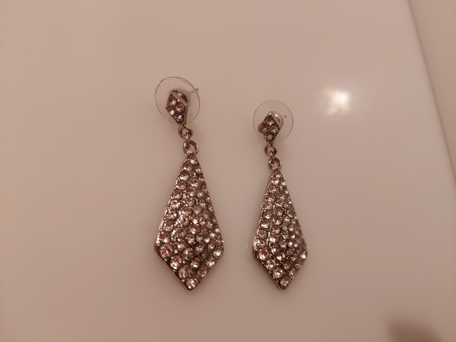 Rhinestone teardrop shape drop dangle earrings po… - image 7
