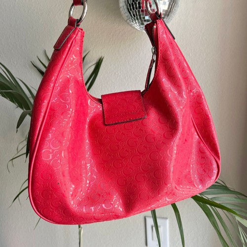 GUESS PVC Branded Red Hobo Handbag - Picture 2 of 9
