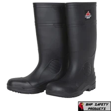 Rubber Fishing Hunting Boots Black Waterproof PVC Mens Work Mud Dirt w/Steel Toe