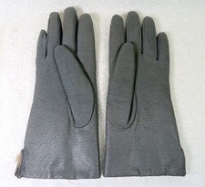 Vintage Fownes Women's Genuine Leather Fur Lined Gloves Gray Size 6-1/2