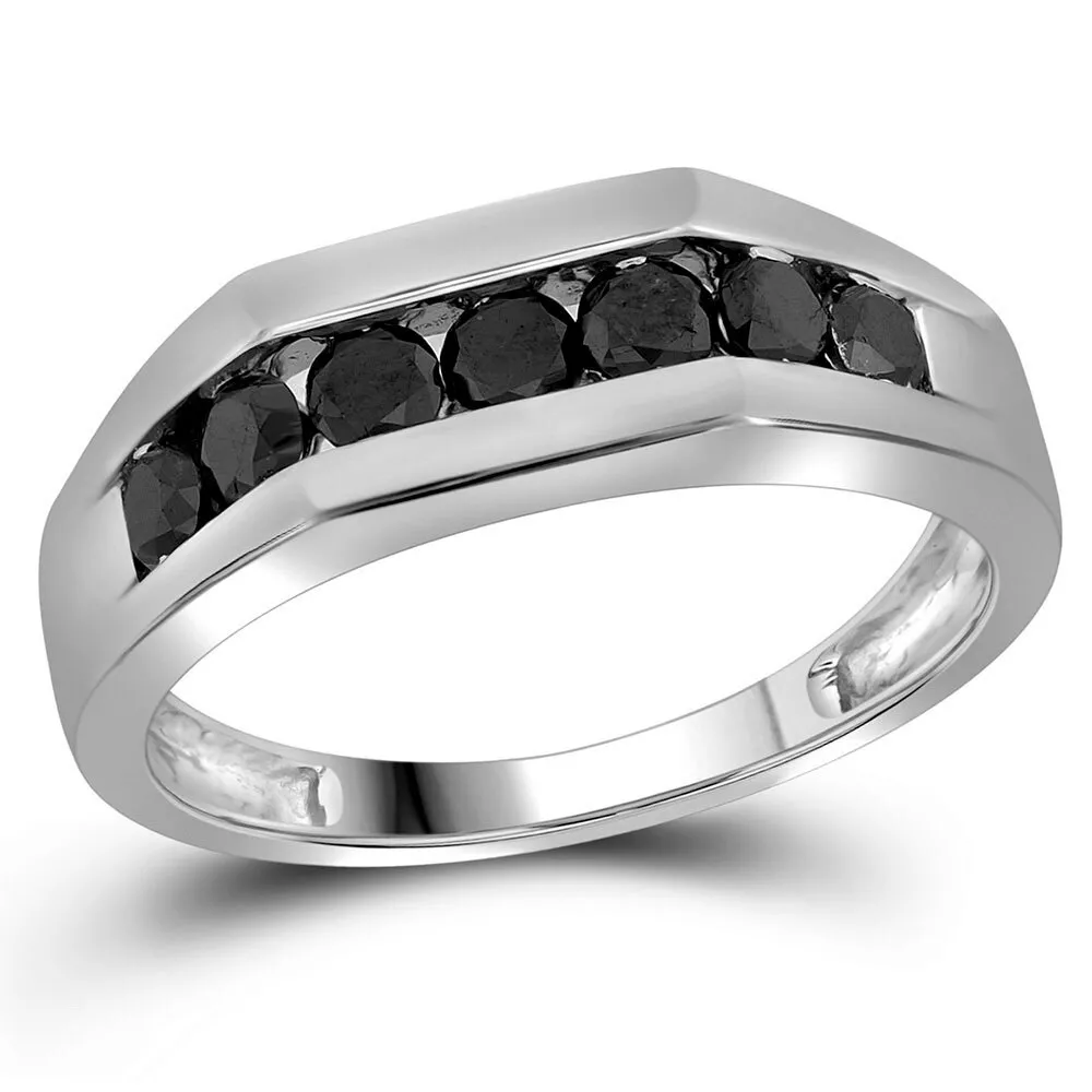 Mens wedding bands store white gold and black