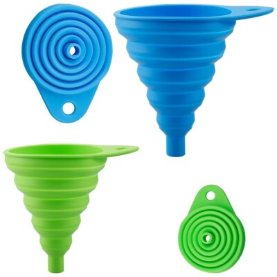 2 Stück Faltbare Silikon Trichter, Faltbare Küchentrichter Set für Flaschen