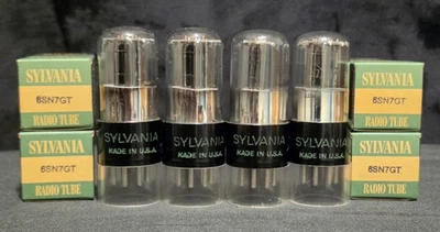 SYLVANIA 6SN7 GT TUBE 1951 BAD BOYS CHROMED FOIL VT-231 CLASS MATCHED QUAD (4) - Image 1 of 4