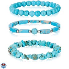 3Pcs Natural Stone Bracelets for Women 8mm Crystal Beaded Bracelets Handmade ...