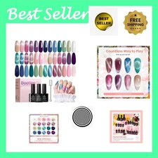 Elegant Beetles Nail Art Gel Polish Set - 20 Colors with Base Coat & Top Coat